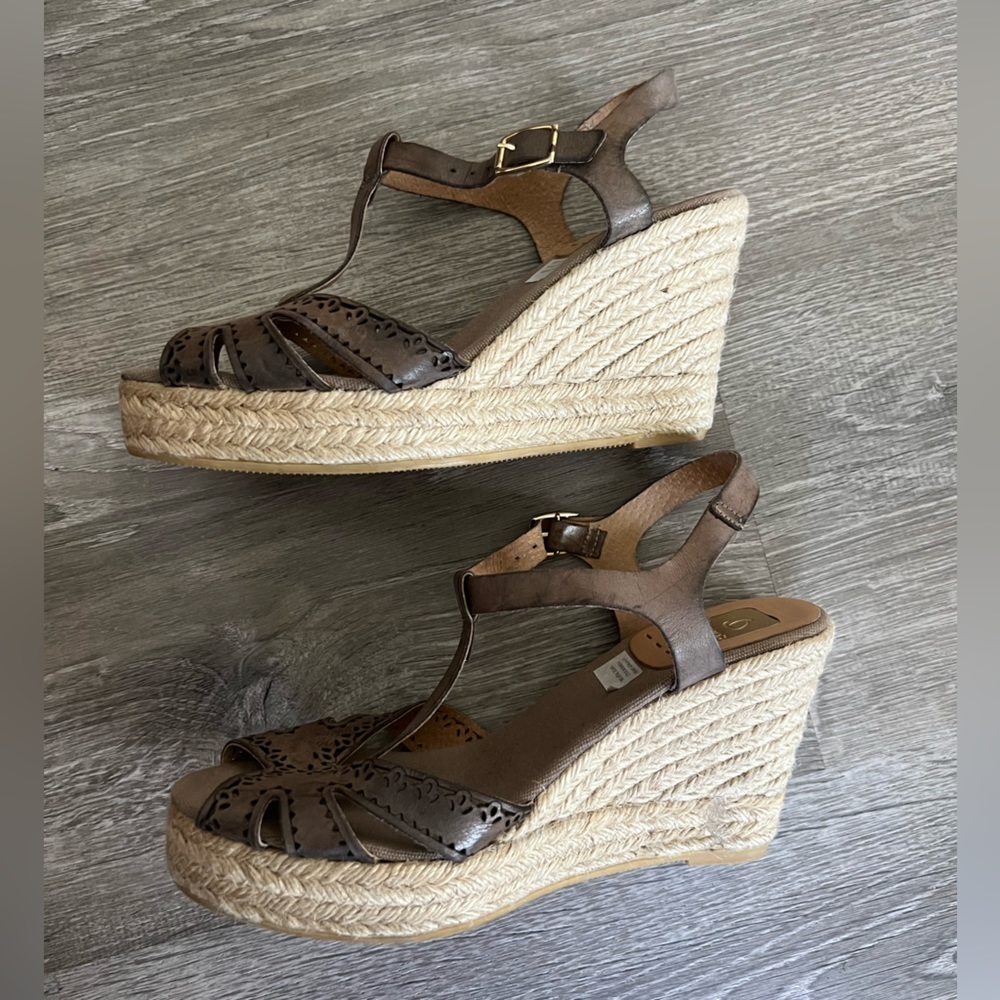 Kanna wedge sandals heels espadrilles leather upper Size 8.5 EU 39
